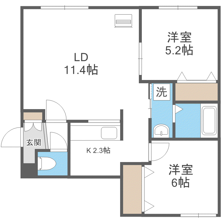 SOLAIE N36(2LDK/3階)の間取り写真