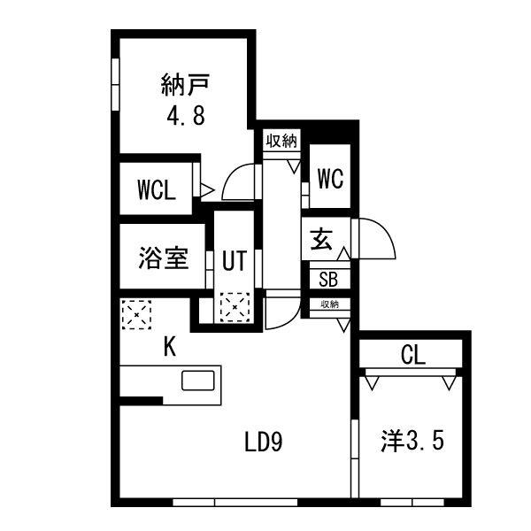 アルファスクエア北40西5(2LDK/2階)の間取り写真