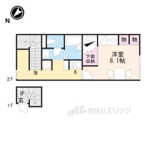 レオパレス私市(1K/2階)の間取り写真