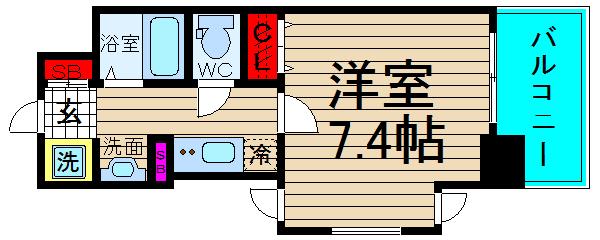 ジュネーゼグラン難波ミラージュ(1K/5階)の間取り写真