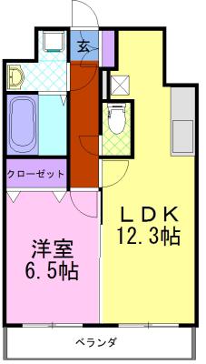 モア ルミーネ(1LDK/7階)の間取り写真