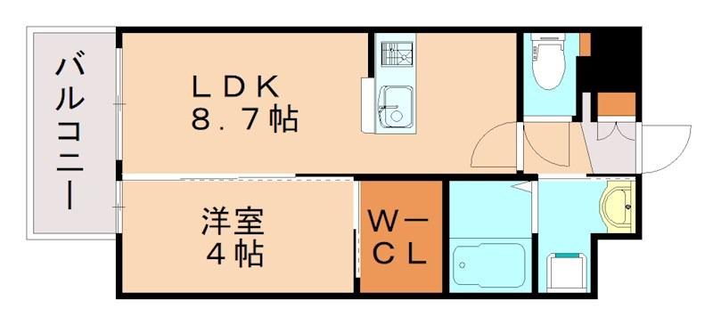 グレイス本町(1LDK/9階)の間取り写真
