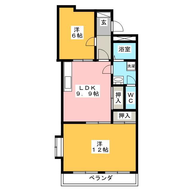 ミヤジママンション(2LDK/6階)の間取り写真