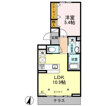 アメニティ グランデ(1LDK/1階)の間取り写真