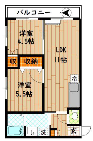 メゾンさつき(2LDK/2階)の間取り写真
