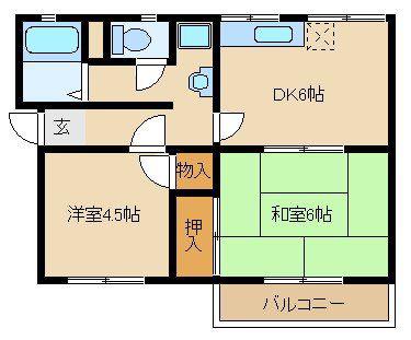 シティハイムせんげん台(2DK/2階)の間取り写真