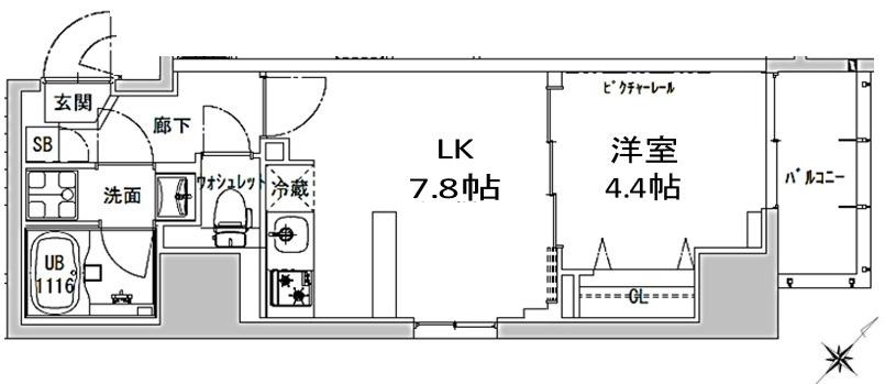 S-RESIDENCE神田AVANCE(1DK/9階)の間取り写真