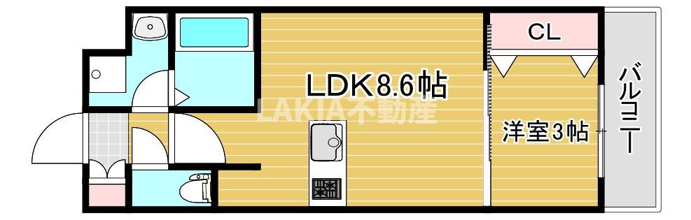 AILE東中浜(1LDK/2階)の間取り写真