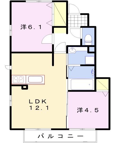 カーサフィオーレ(2LDK/1階)の間取り写真