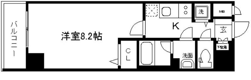 アスヴェル京都二条駅前II(1K/5階)の間取り写真