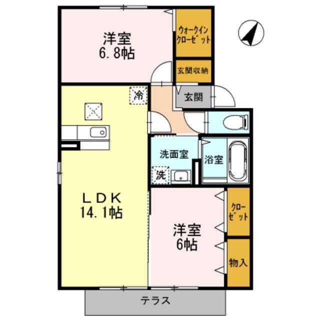 アクシス南林間弐番館(2LDK/1階)の間取り写真