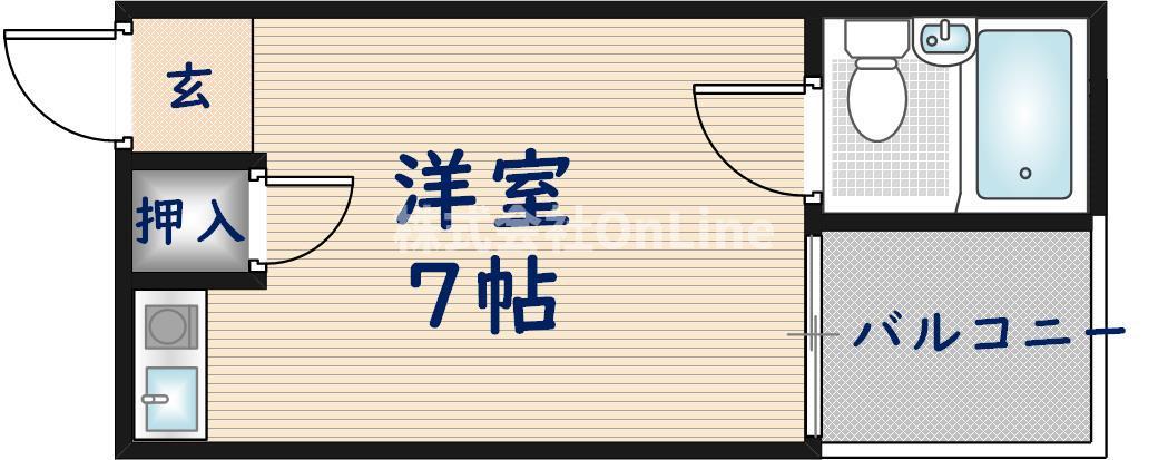 プラザハピネス高安(ワンルーム/1階)の間取り写真