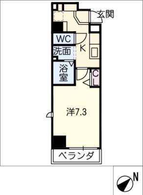 ラグゼナ上前津(1K/4階)の間取り写真