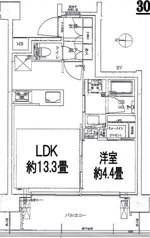 イニシア墨田押上(1LDK/3階)の間取り写真