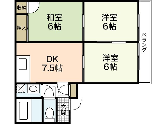 フレグランス大上(3DK/2階)の間取り写真
