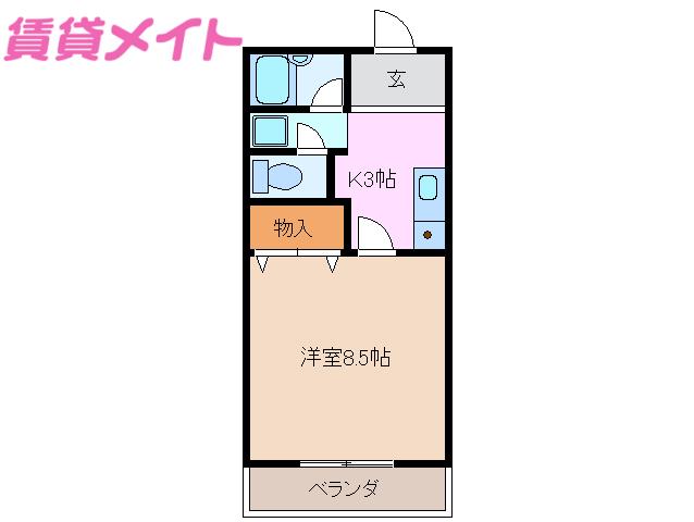 ライラック正和台A棟(1K/2階)の間取り写真