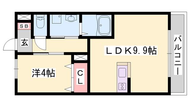 プランドール三木(1LDK/2階)の間取り写真