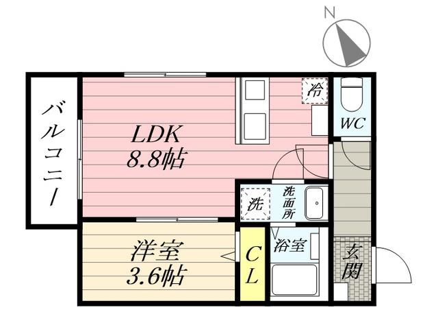 BEST STAGE中神町I(1LDK/1階)の間取り写真