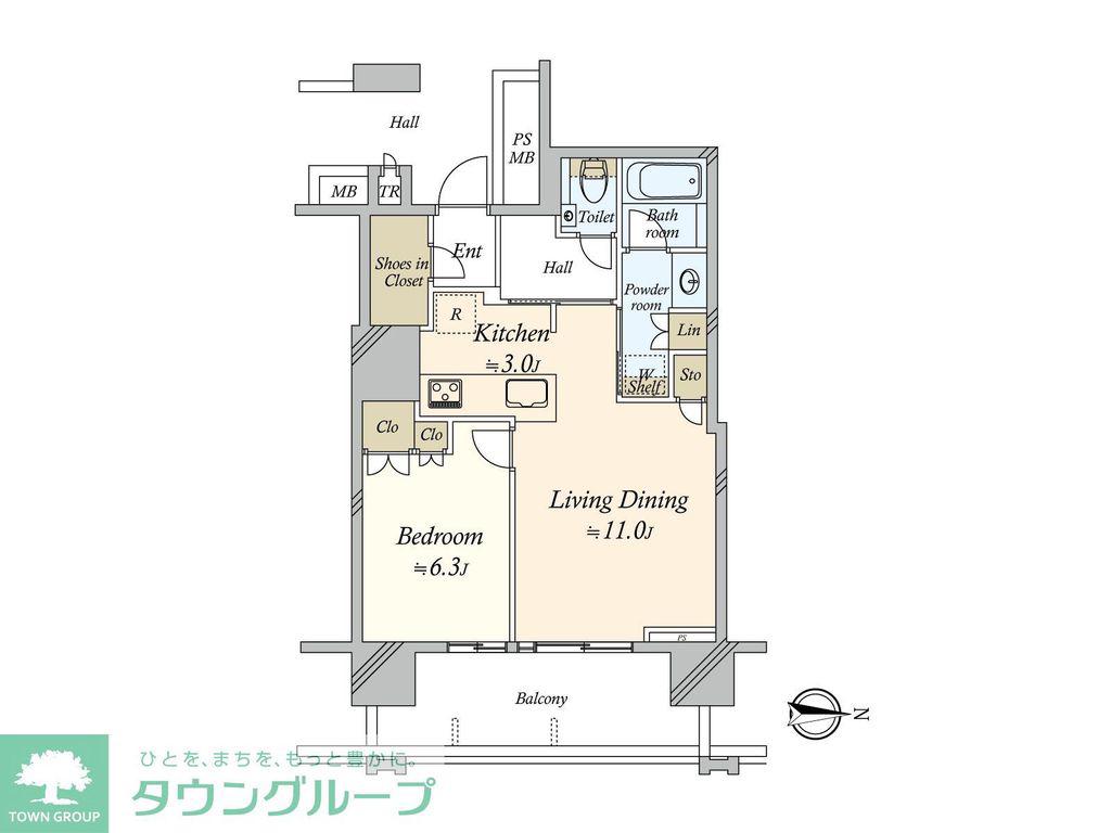 プラウドタワー名古屋錦(1LDK/7階)の間取り写真
