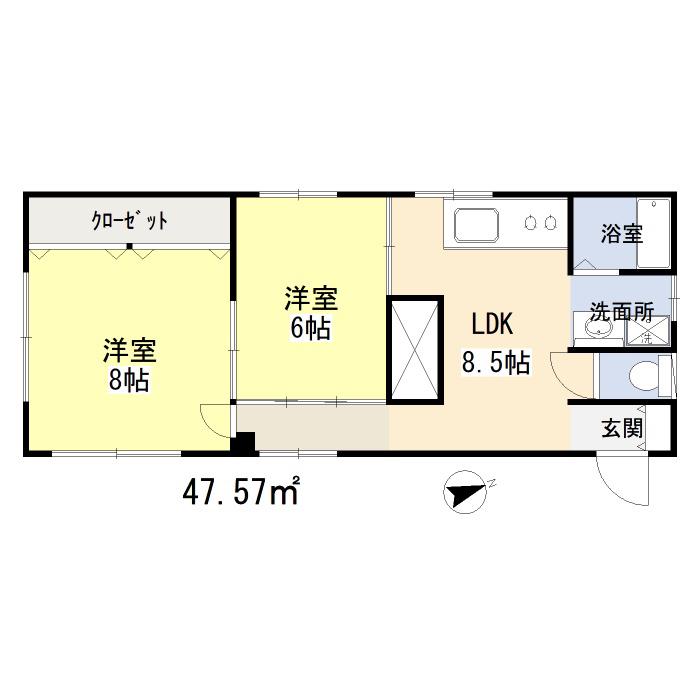 八木橋蕨マンション(2LDK/1階)の間取り写真