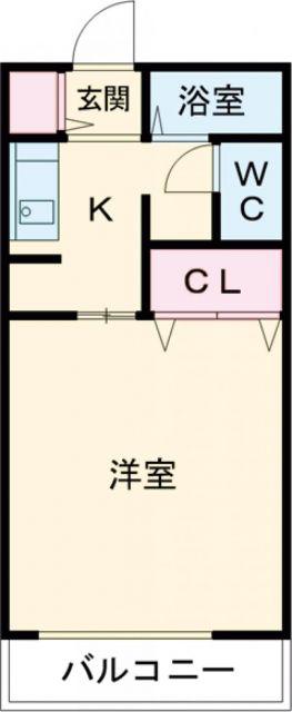 シャーメゾン鶴田B棟(1K/2階)の間取り写真