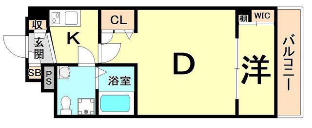 セレニテ甲子園I(1DK/3階)の間取り写真