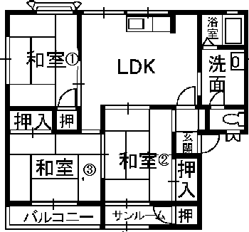 グリーンセトルII(3LDK/1階)の間取り写真