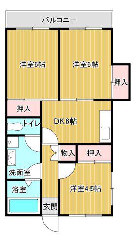 メゾン日宏(3DK/1階)の間取り写真