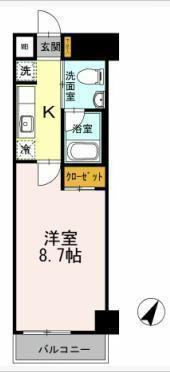 カスタリア神保町(1K/2階)の間取り写真