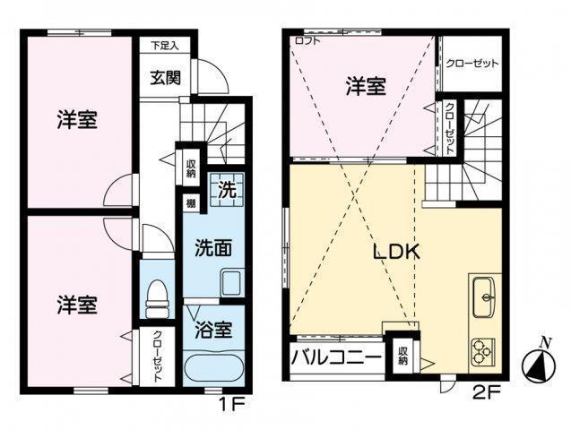 ラ・リューヌ(3LDK/1階)の間取り写真