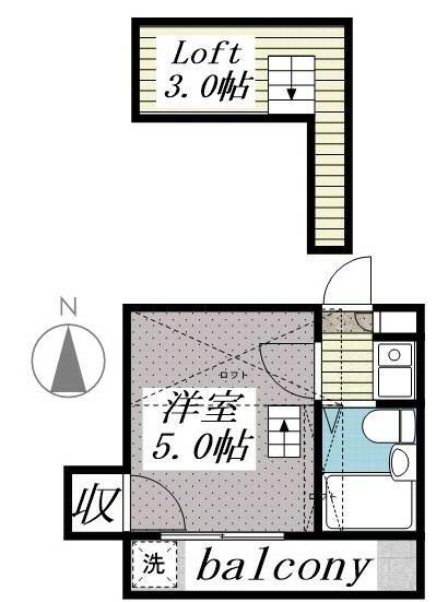 パレス与野本町(1K/2階)の間取り写真