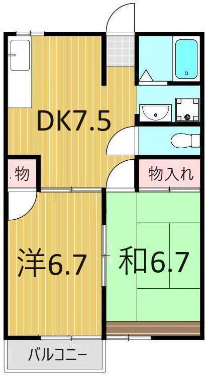メイプル・M棟(2DK/2階)の間取り写真