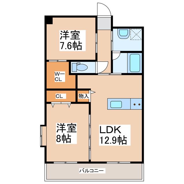 グランディール宇土(2LDK/1階)の間取り写真