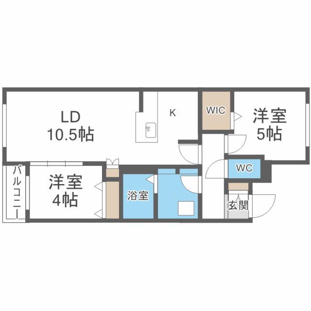 URBAN FLATS 北24条 アーバンフラッツ北24条(2LDK/3階)の間取り写真