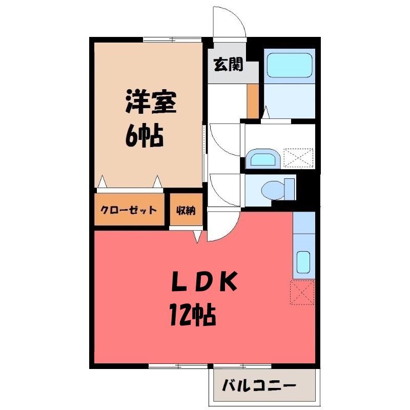 アネックスB(1LDK/1階)の間取り写真