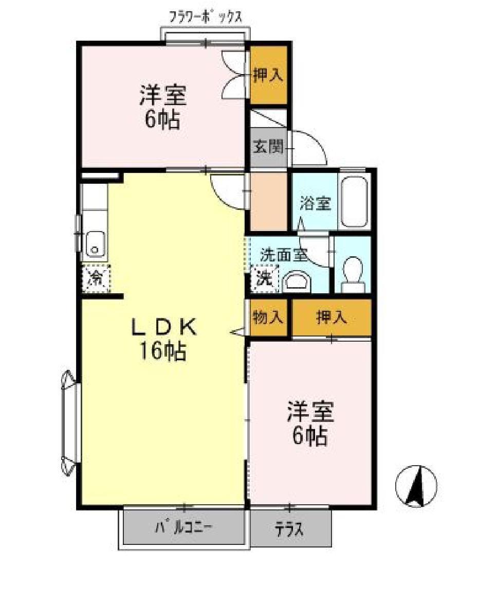 ラフィーネ 壱番館(2LDK/1階)の間取り写真