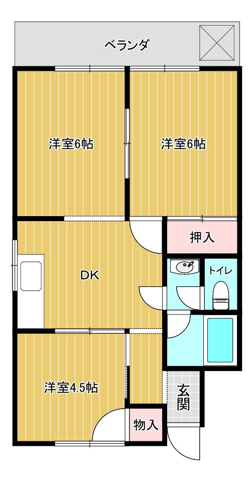 マンションピュア(2LDK/2階)の間取り写真