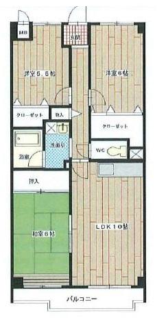 メゾン東山(3LDK/5階)の間取り写真