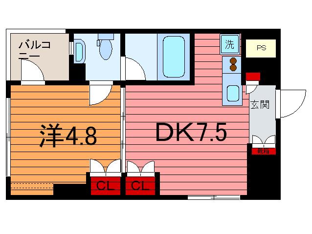 Mスクエア(1DK/2階)の間取り写真