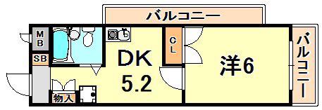 パルレ瑞ヶ丘(1DK/2階)の間取り写真