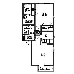 トロワ・ドミールA(1LDK/2階)の間取り写真