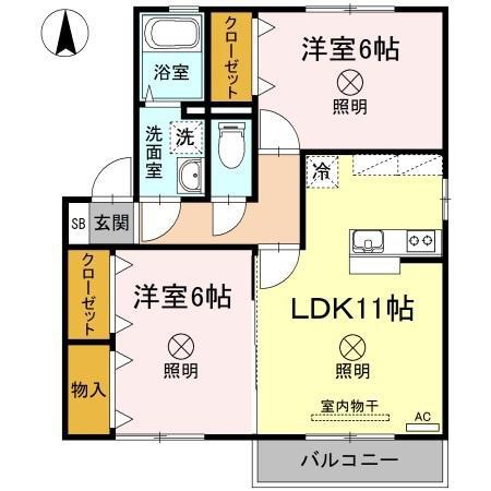 パストラーレ(2LDK/2階)の間取り写真