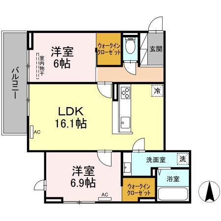 D-ROOM五十川(2LDK/3階)の間取り写真