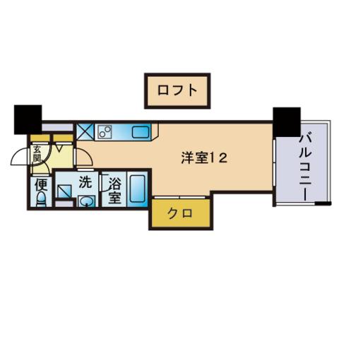 アクタス天神セントラルタワーⅡ(ワンルーム/8階)の間取り写真