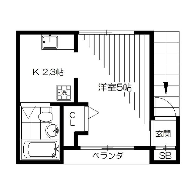 森のハイツPARTII(1K/2階)の間取り写真