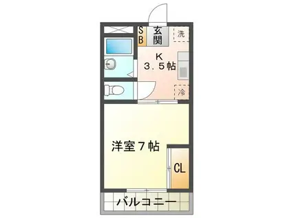 近鉄名古屋線 白塚駅 徒歩12分 4階建 築39年(1K/3階)の間取り写真