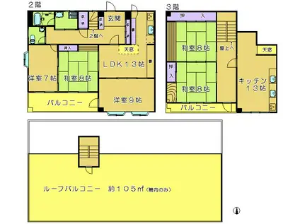 河津ビル(5LDK/2階)の間取り写真