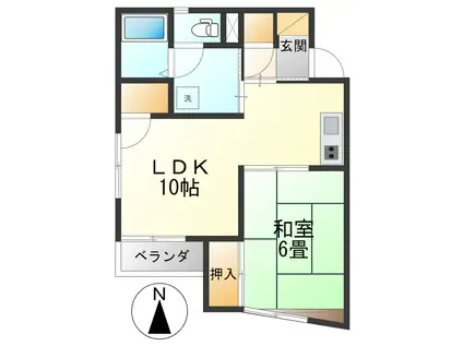 紅霞荘(1LDK/2階)の間取り写真