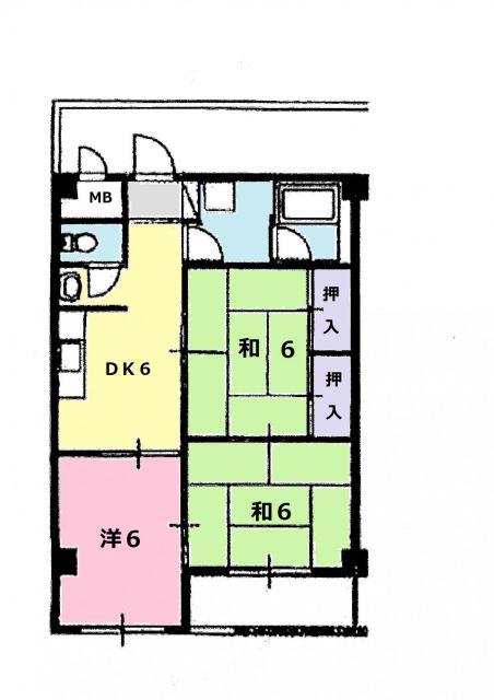 桜町ハイツ(3DK/2階)の間取り写真