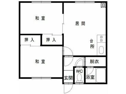 ホワイトコーポ(2DK/2階)の間取り写真